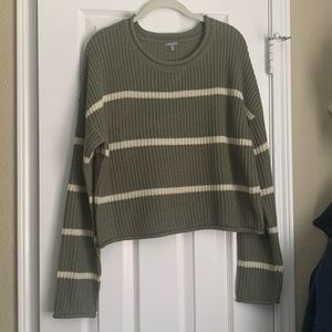Green and white striped sweater